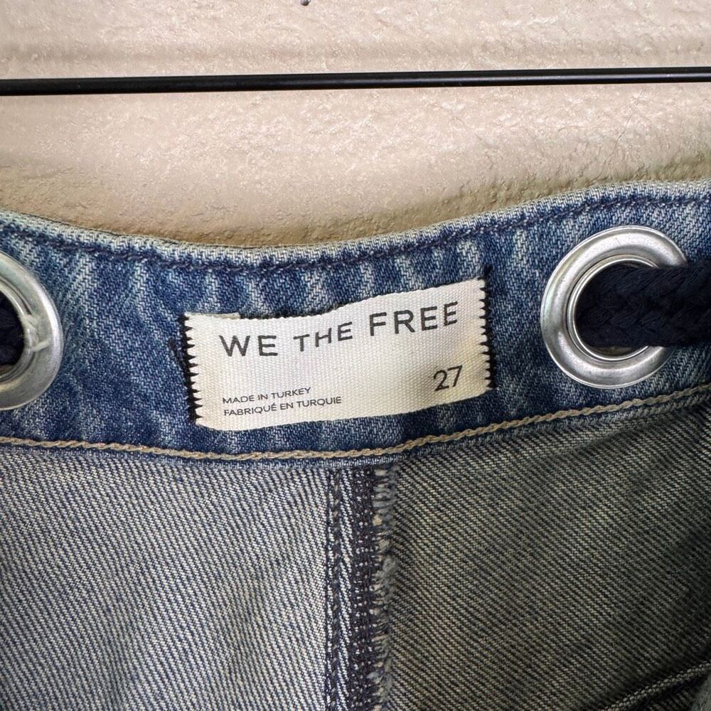 Free People Moxie Barrel Shorts We The Free Rope Tie Slouchy Blue Denim 27 NEW - Picture 6 of 14